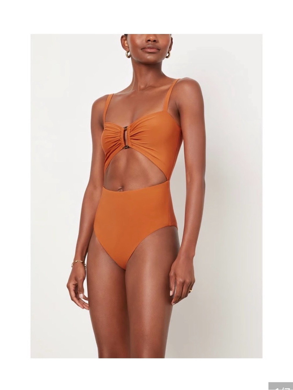 Sculpted Cutout One-Piece Swimsuit in Rust
